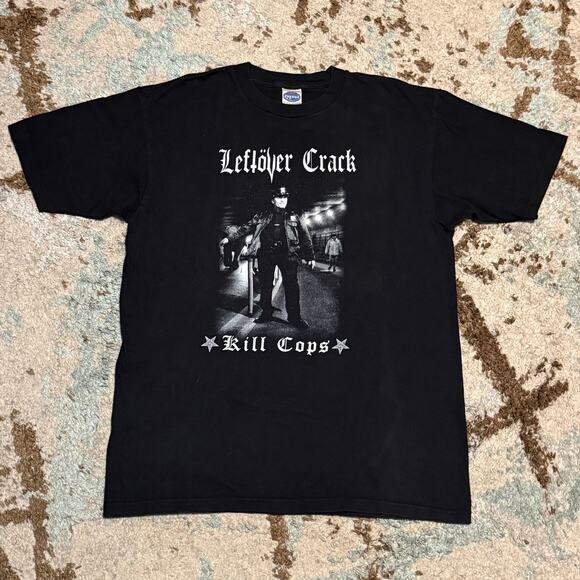 Vintage Leftover Crack Kill Cops Shirt Size Large Cygnus Hardcore Punk Band Tee - Picture 1 of 7
